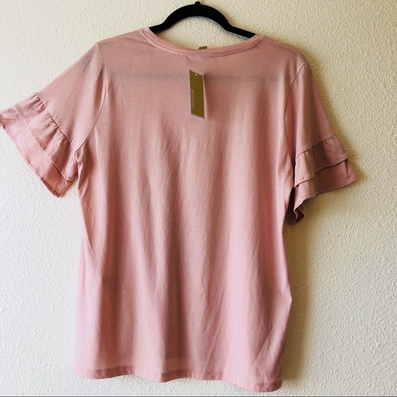 MICHAEL Michael Kors Layered Sleeve Mauve Top - Picture 2 of 4